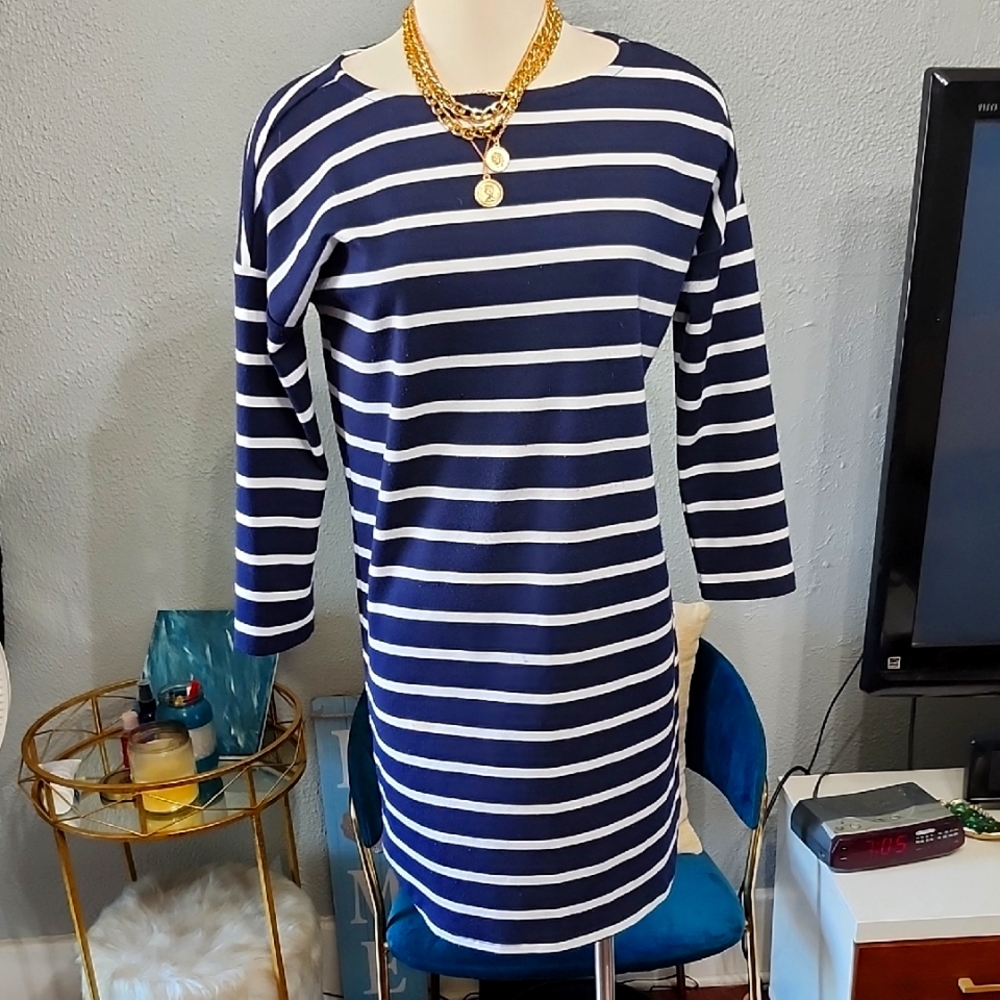 BB Dakota Navy & White Striped Dress Sz. M